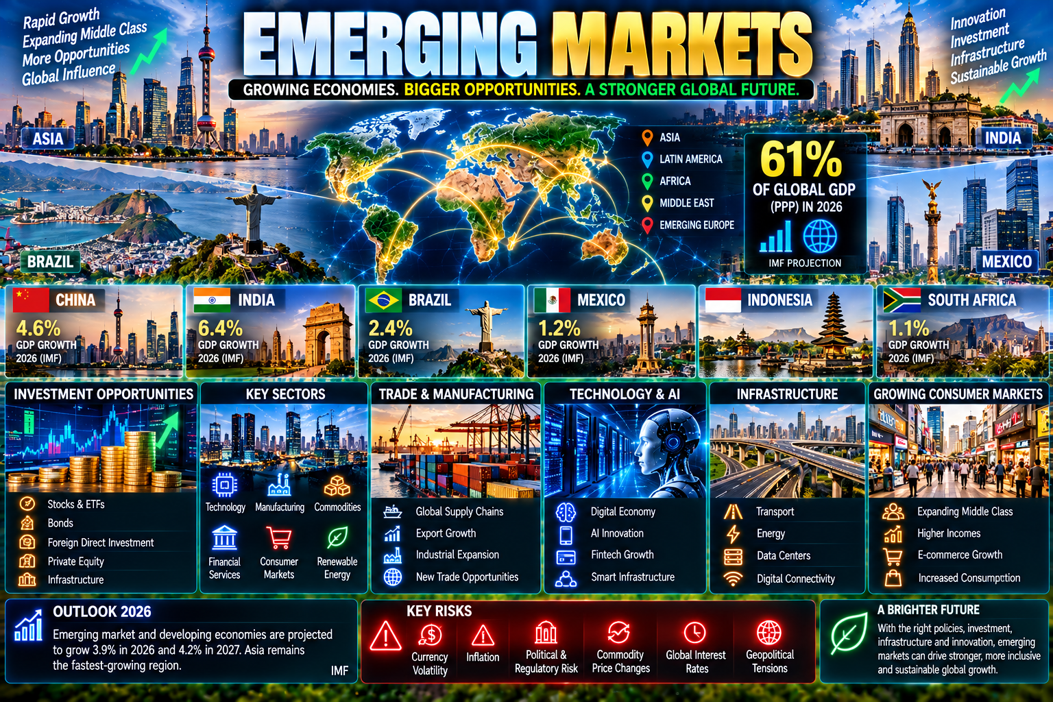Emerging Markets: A Complete Guide to Economies, Investments, Growth, Risks, and the Future