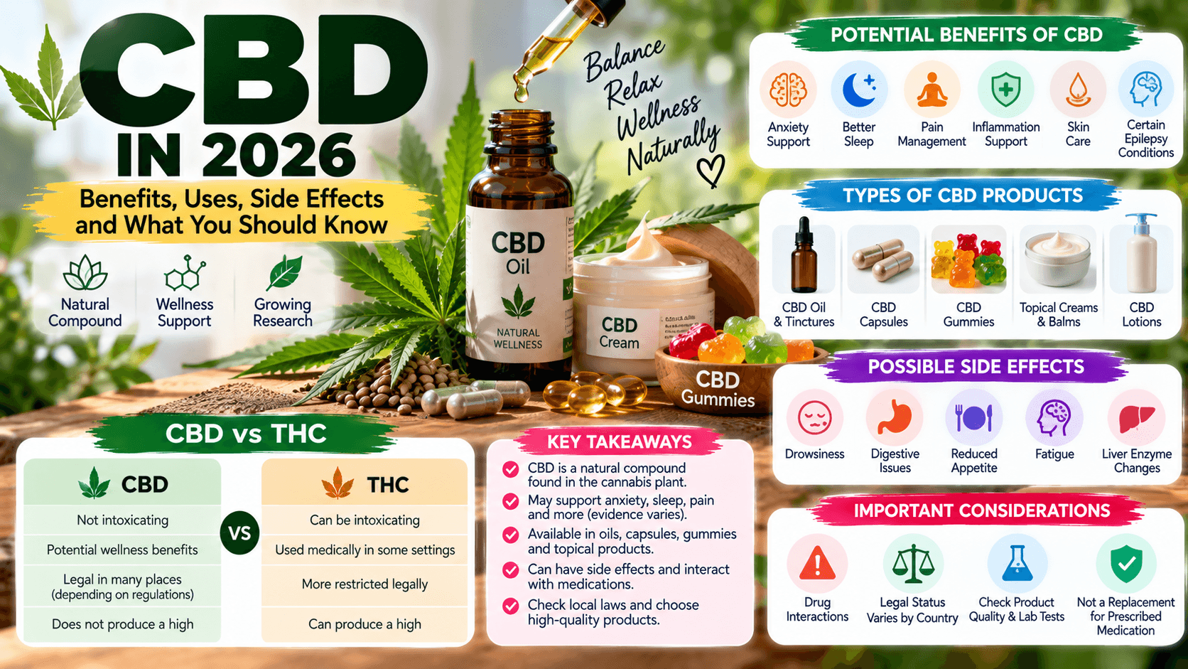 CBD in 2026: Benefits, Uses, Side Effects, and What You Should Know