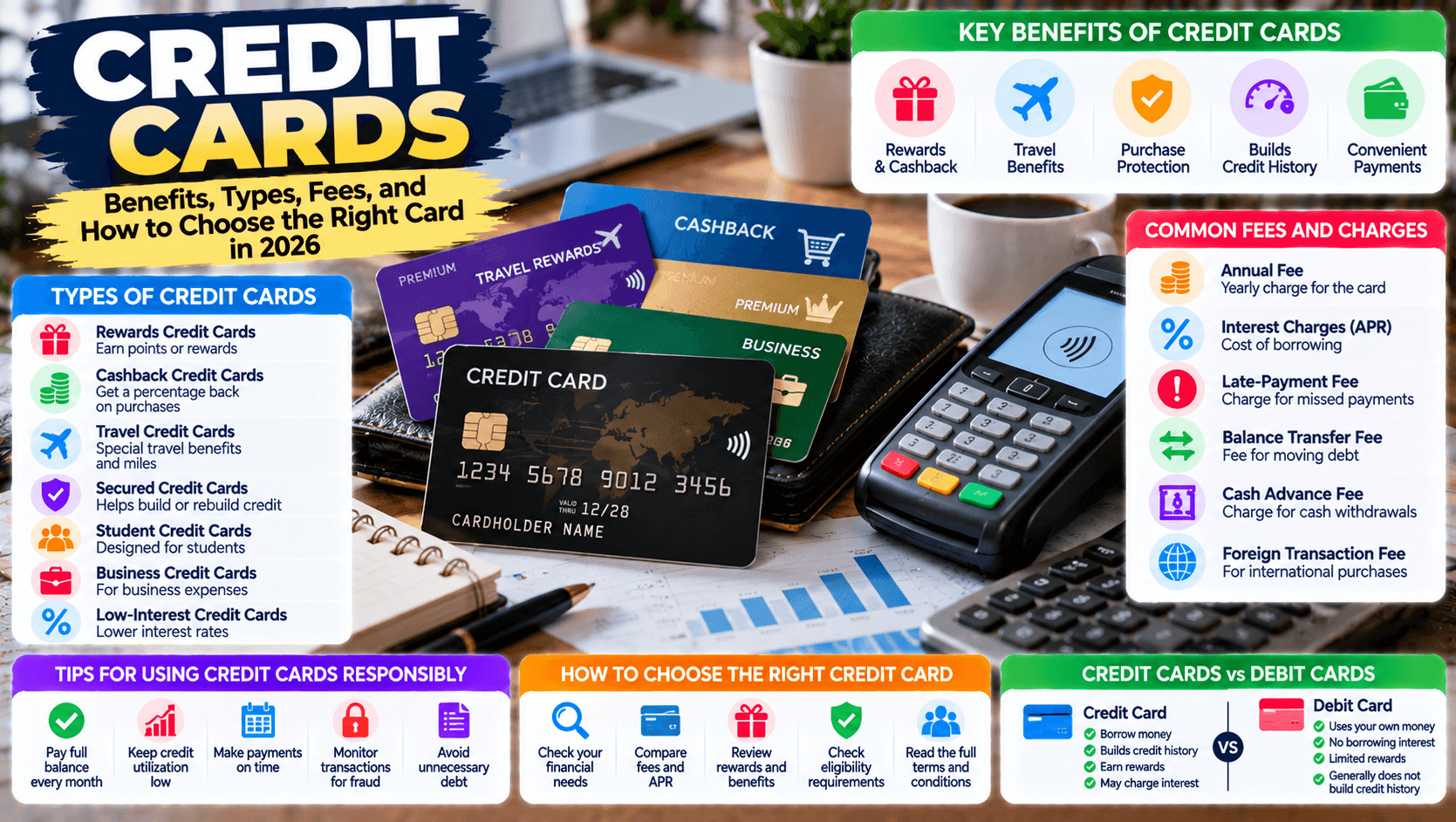 Credit Cards in 2026: Benefits, Types, Fees, and How to Choose the Right Card