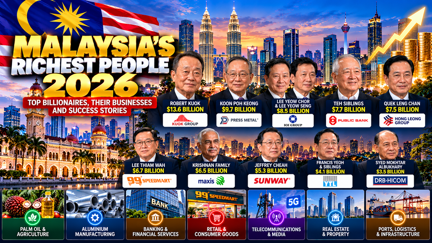 Malaysia’s Richest People in 2026: Top 10 Billionaires and Their Business Empires